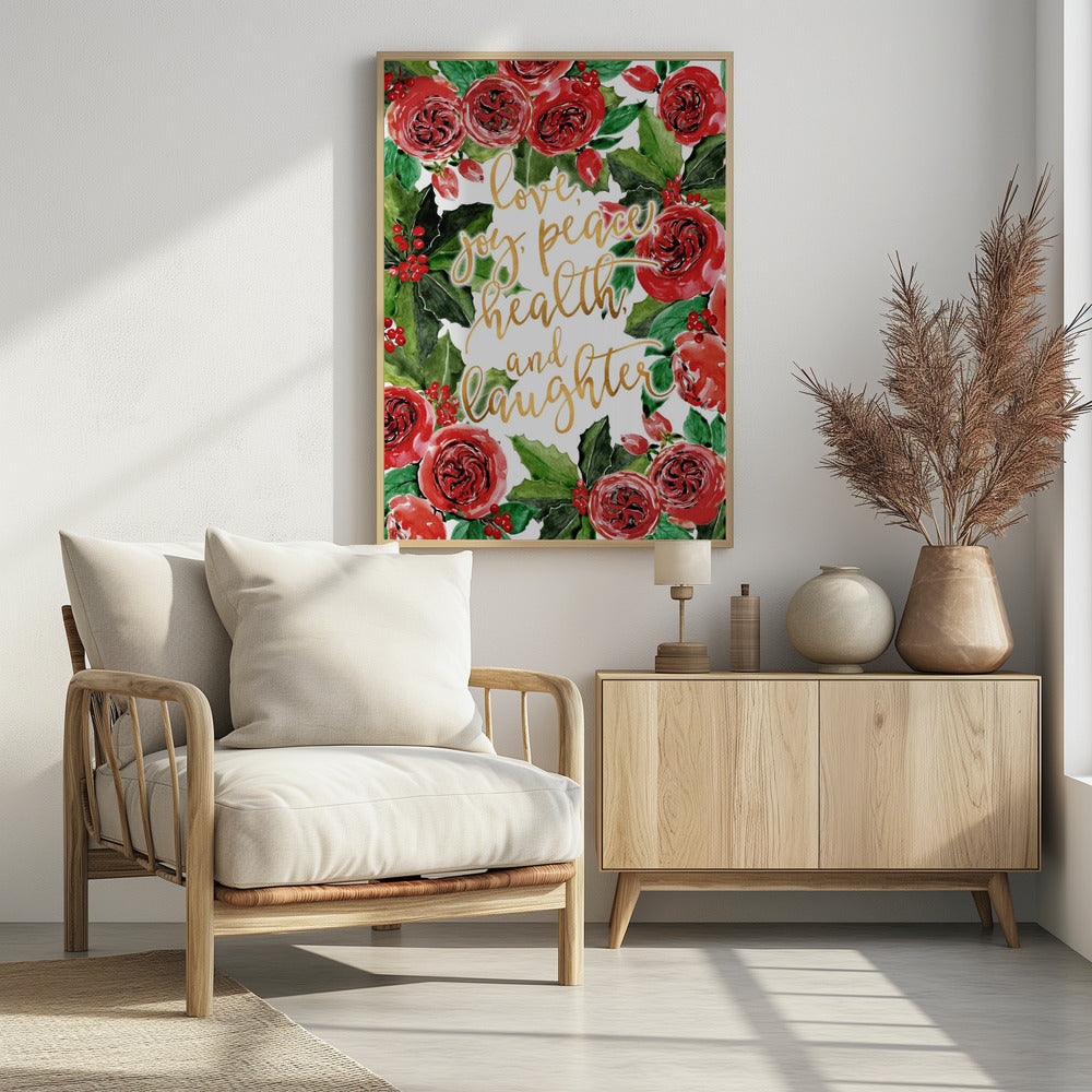 Plakat - Best wishes holiday red roses