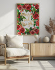 Poster - Merry and bright holiday roses