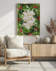 Poster - Holly floral art with holiday wishes