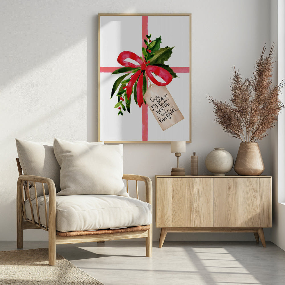 Plakat - Watercolor gift with holiday wishes