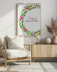 Plakat - Happy holidays watercolor wreath