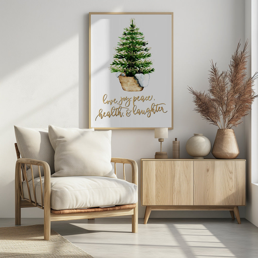 Plakat - Cozy Christmas tree with holiday wishes