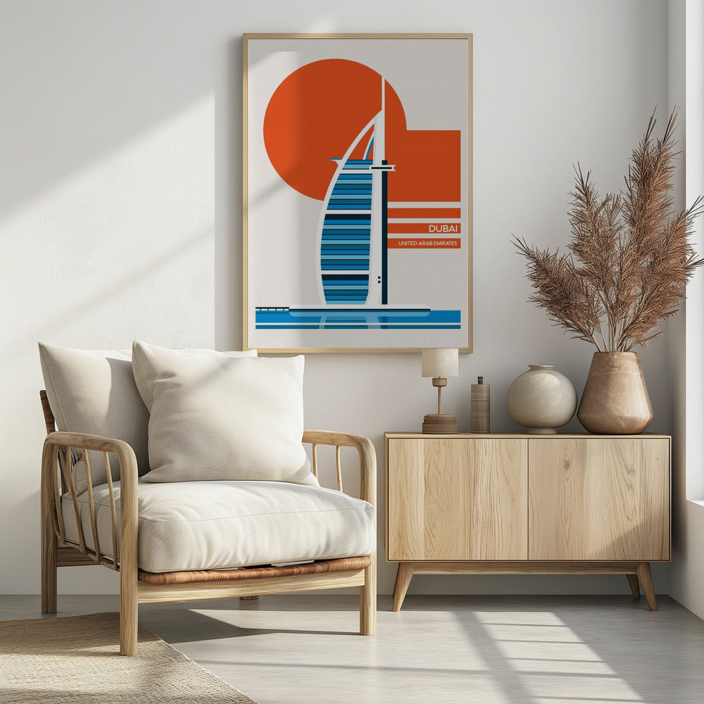 Plakat - Dubai Burj Al Arab Minimalist Retro Travel Print