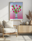 Plakat - Tulips in the rainbow vase