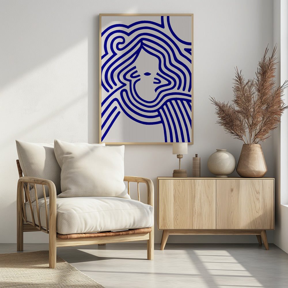 Poster - Berit in beige and indigo blue