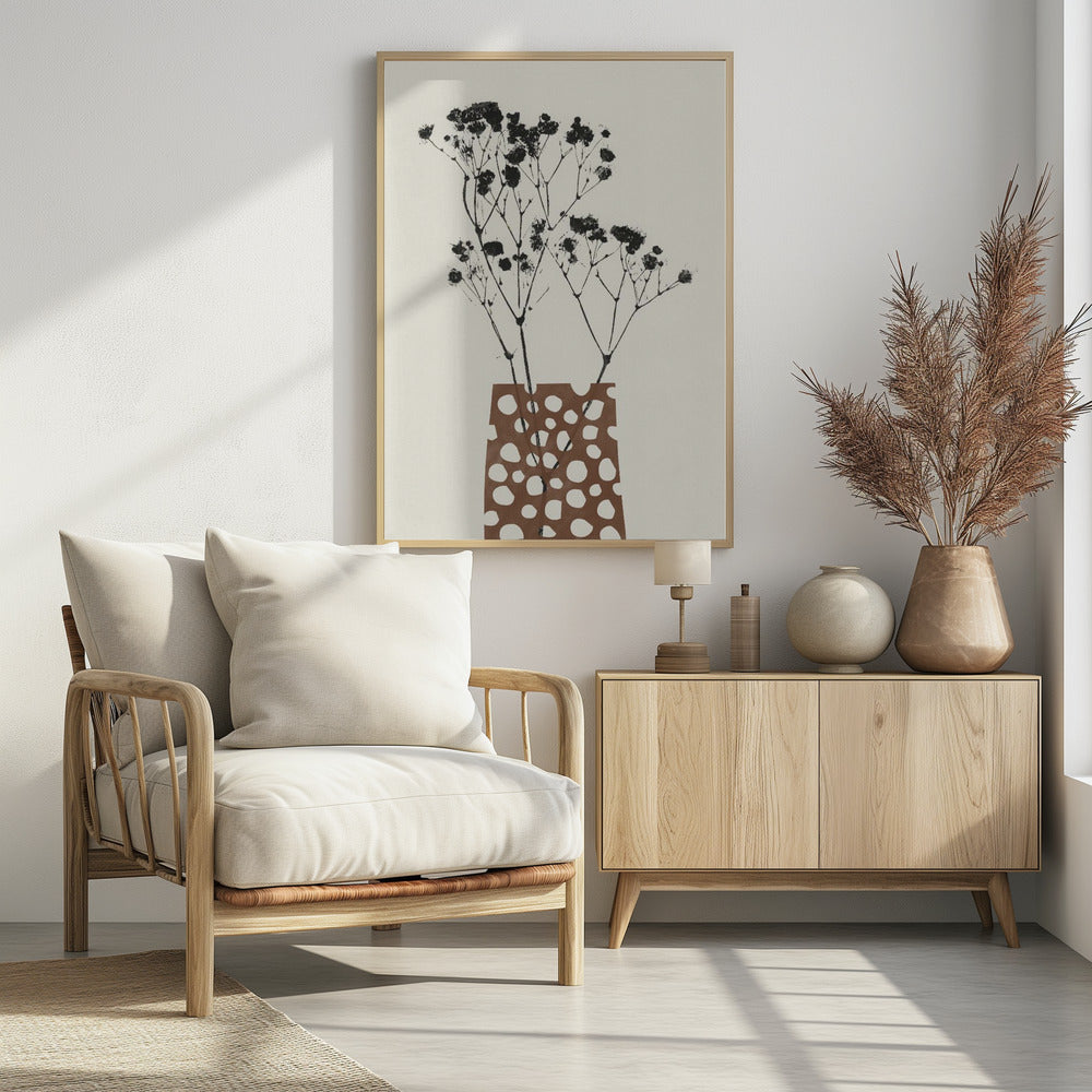 Plakat - Gypsophila In a Brown Vase