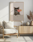 Poster - Tabby Cat with Cosmopolitan Cocktail