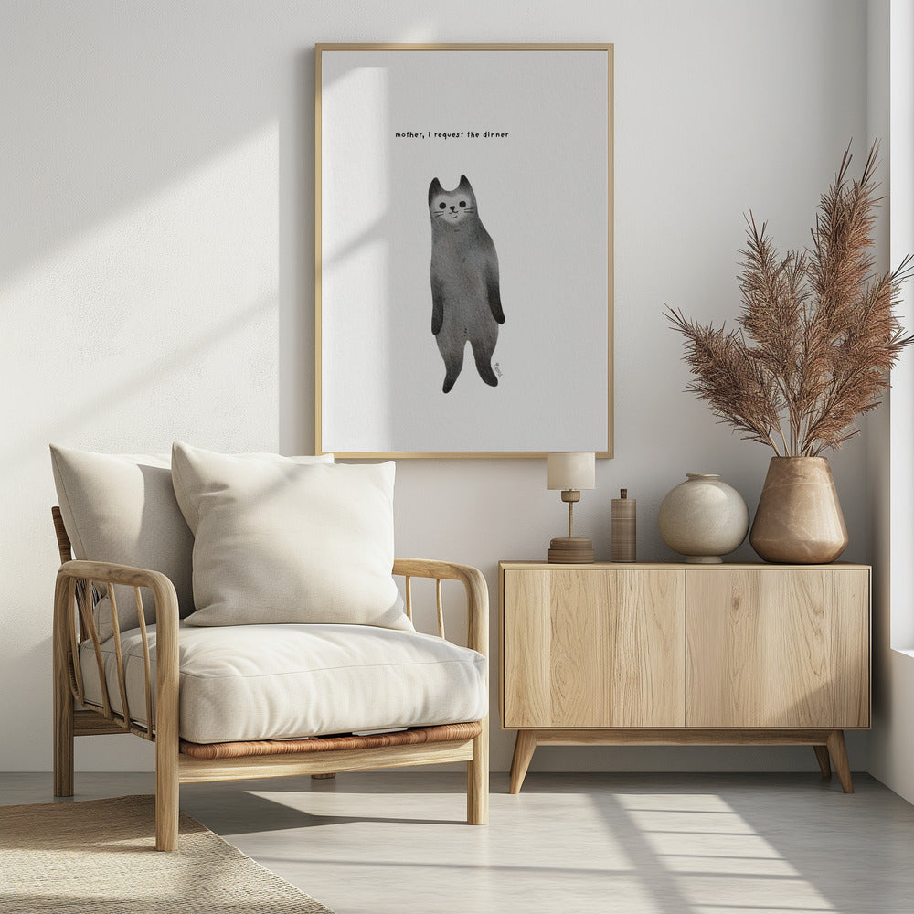 Poster - Cat wants Dinner - funny cat art