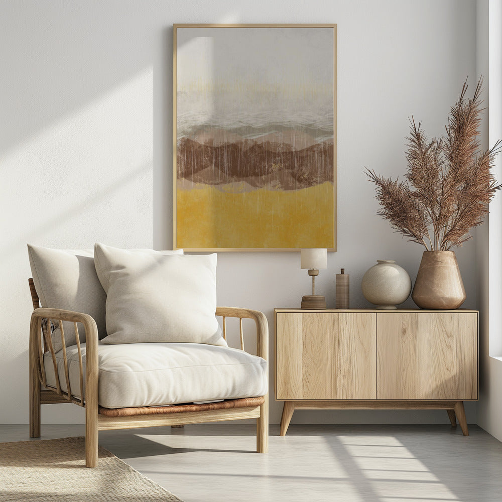 Plakat - Coastal landscape with beach and sea in earth tones