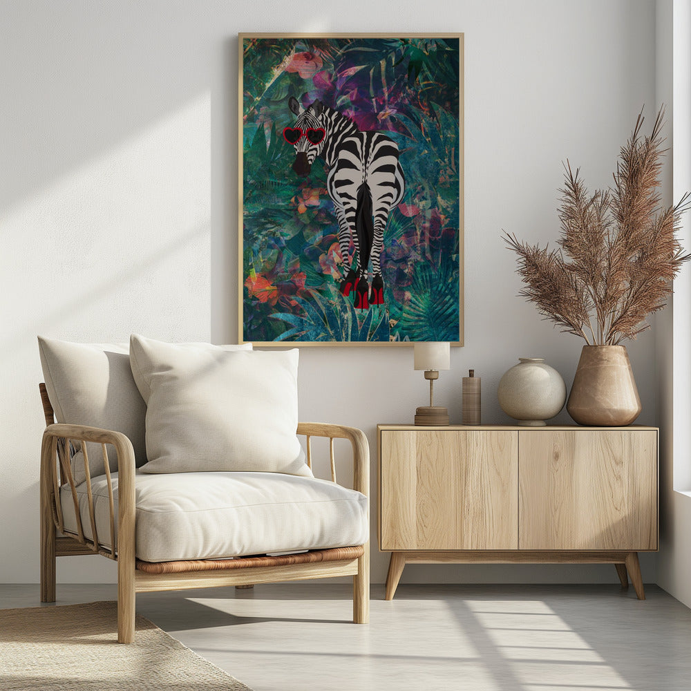 Poster - Tropical Floral Jungle - zebra in heels 2