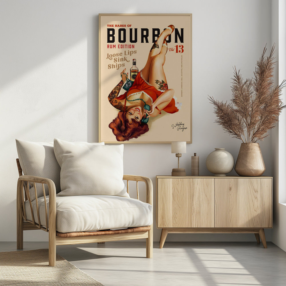 Plakat - Babes of Bourbon Vol 13 Rum Drinking Pinup Girl Art