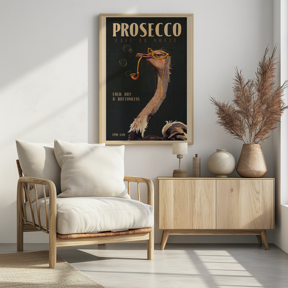 Plakat - Art Deco Prosecco Wall Art Of An Ostrich