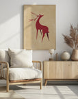 Plakat - Stylized retro deer red/tan