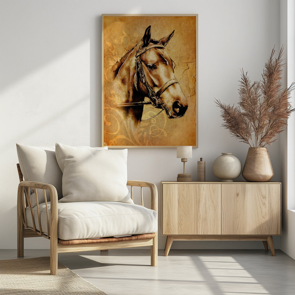 Poster - Horse Sepia Illustration 31