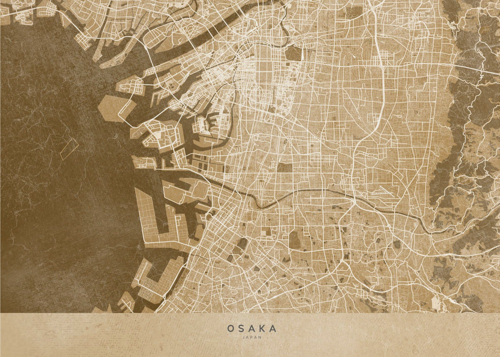 Poster - Sepia map of Osaka