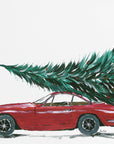 Poster - Eighties car carrying a Christmas tree