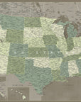 Poster - Highly detailed map of the United States, Camo