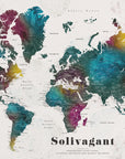 Poster - Charleena world map with cities, Solivagant