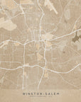 Poster - Map of Winston Salem (NC, USA) in sepia vintage style