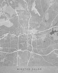 Plakat - Map of Winston Salem (NC, USA) in gray vintage style