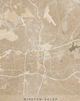 Poster - Map of Winston Salem (NC, USA) in sepia vintage style