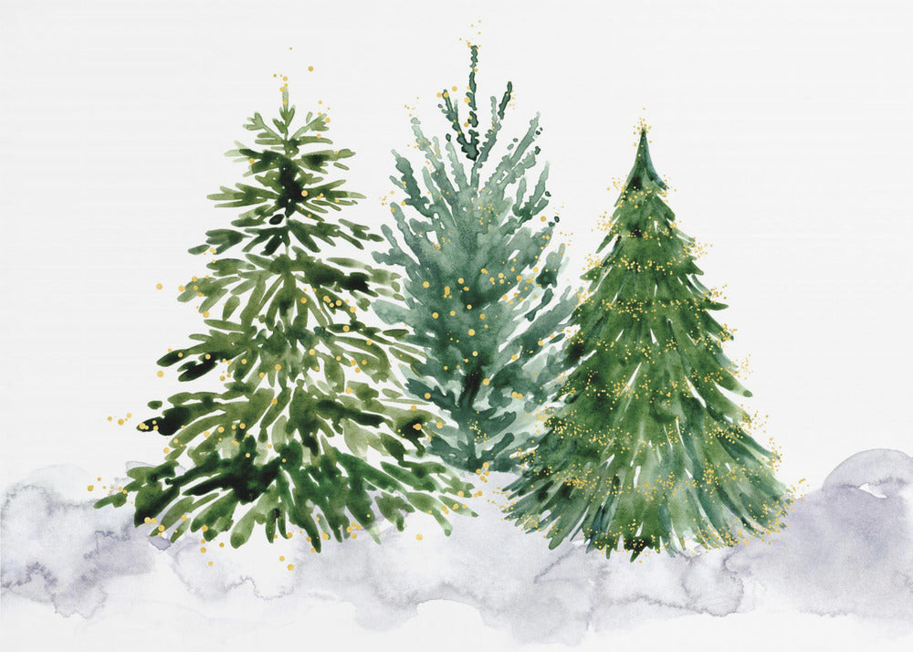 Poster - Three watercolor Christmas trees