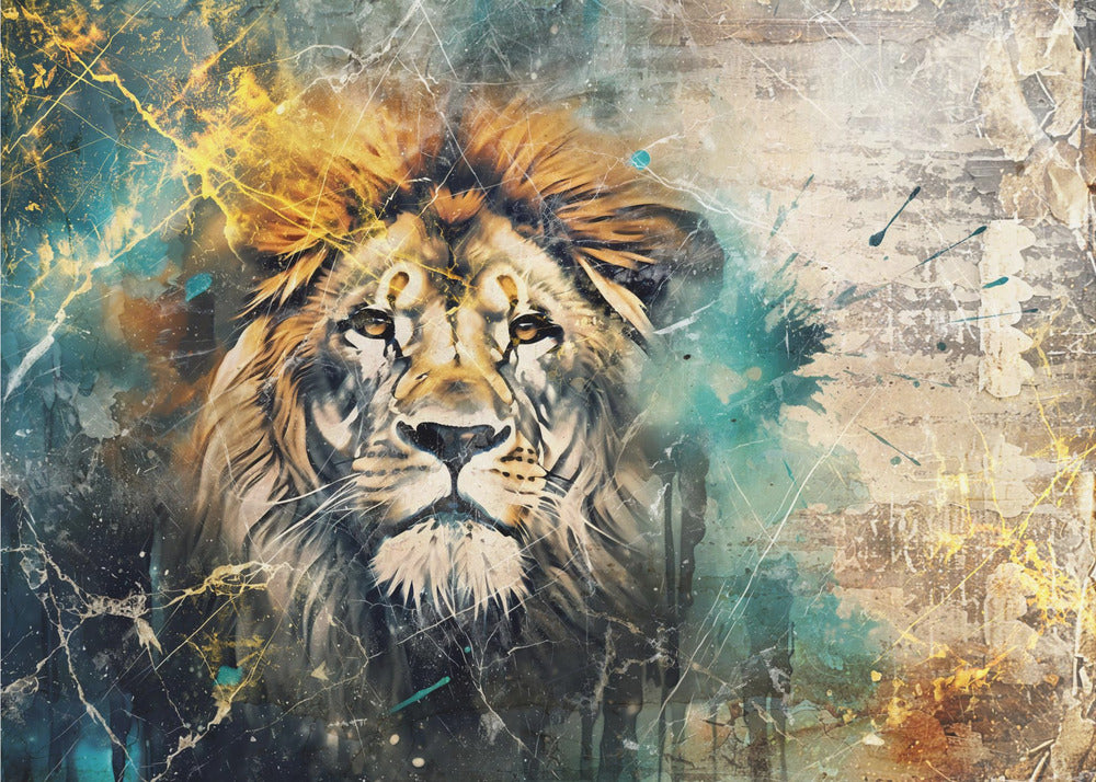 Poster - Lion Animal Vintage Art Illustration Wallart 04