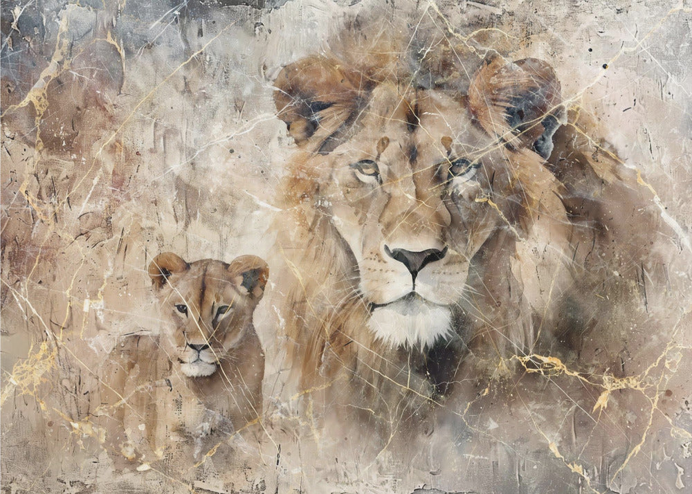 Poster - Lion Animal Vintage Art Illustration Wallart 08