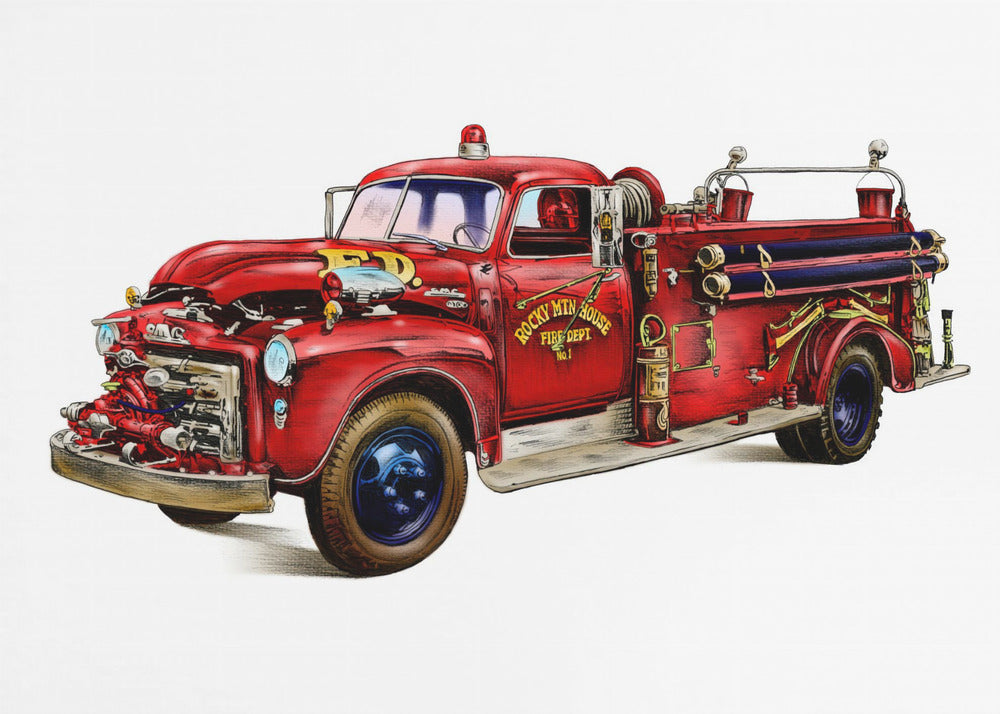 Plakat - Automobile Retro 05 Firetruck