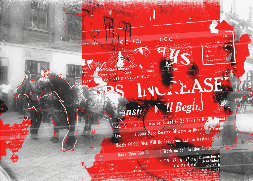 Plakat - Collage horses and news