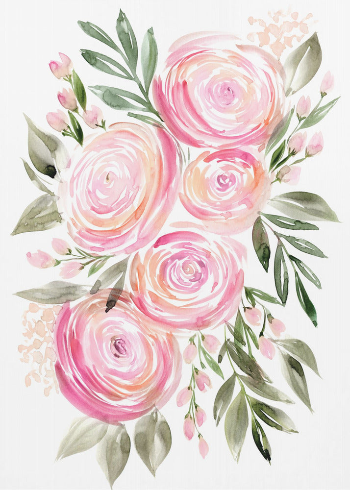 Poster - Begonia pink ranunculus bouquet