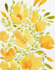 Plakat - Watercolor California poppies quad 2