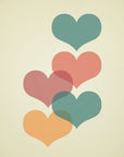 Poster - Mid century hearts I