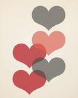 Poster - Mid century hearts in red