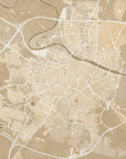 Plakat - Map of Zaragoza (Spain) in sepia vintage style