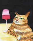 Poster - Cat Friday Night Drinks Wine Funny Cat Humor