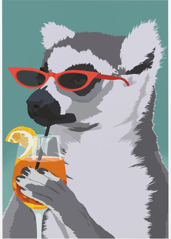 Plakat - Jugdy Lemur with Drink