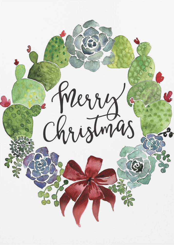 Poster - Cacti and succulent merry Christmas wreath