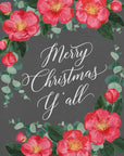 Poster - Watercolor camellias Merry Christmas Y'all