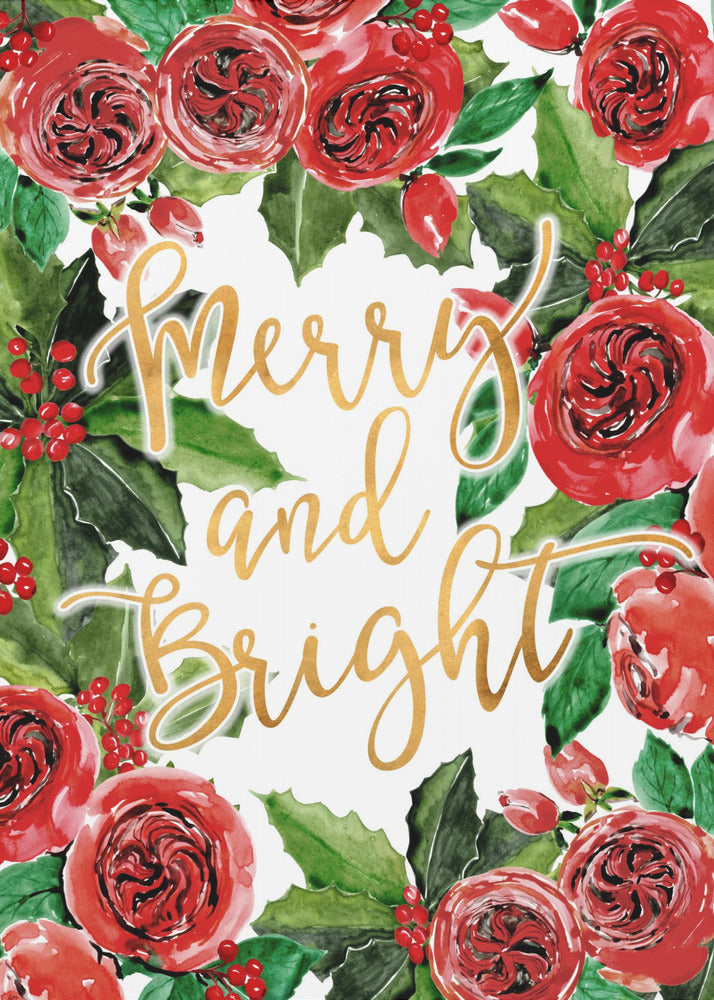 Poster - Merry and bright holiday roses