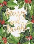 Poster - Merry and bright holly floral art