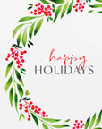 Plakat - Happy holidays watercolor wreath