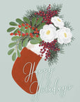 Poster - Floral Stocking Happy holidays