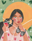 Poster - Abstract Modern Bohemian Woman with Cocktail