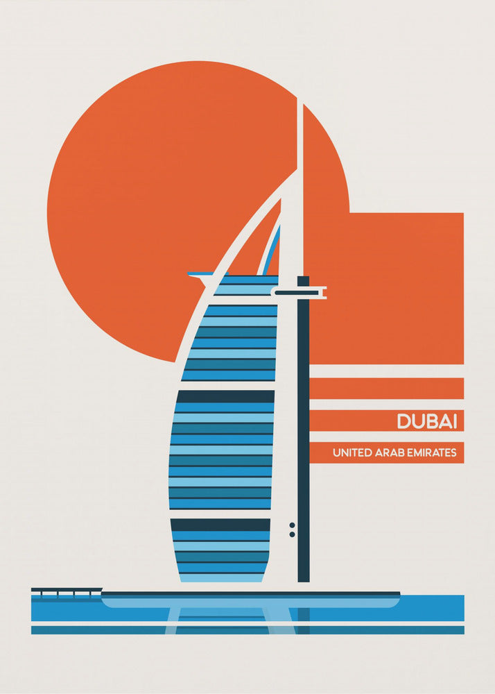 Plakat - Dubai Burj Al Arab Minimalist Retro Travel Print