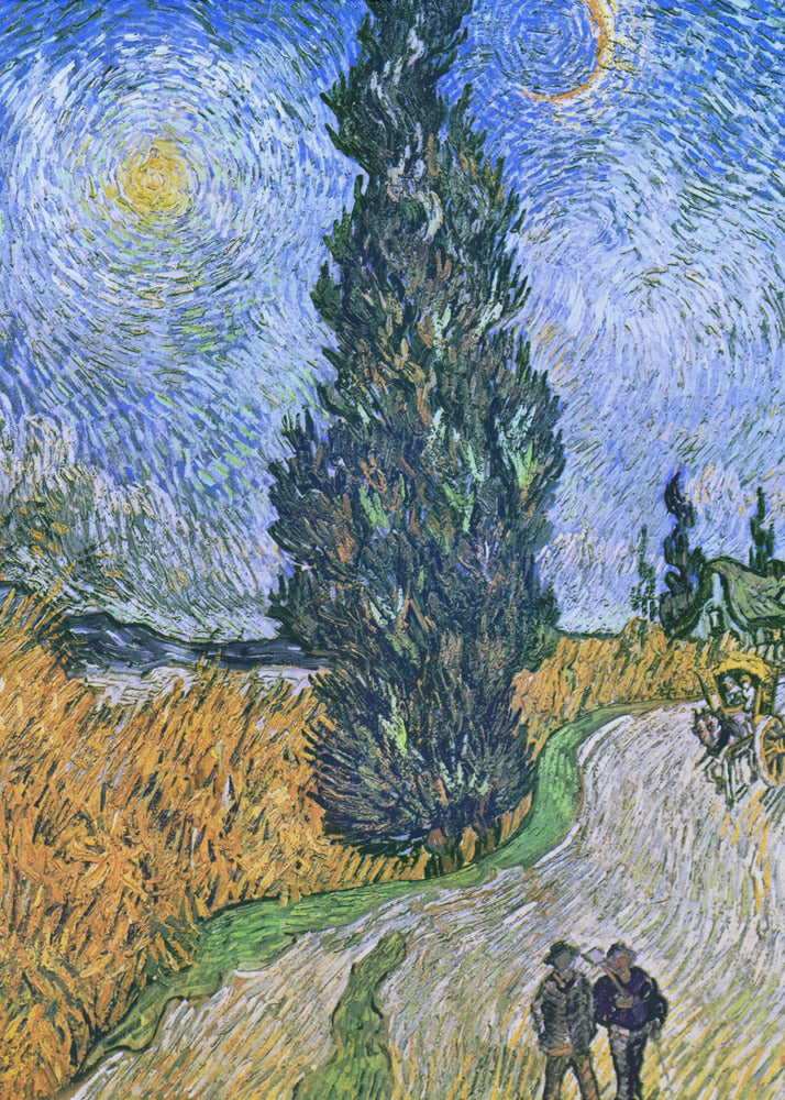 Poster - Vincent Van Gogh&#39;s Road With Cypress and Star 1890