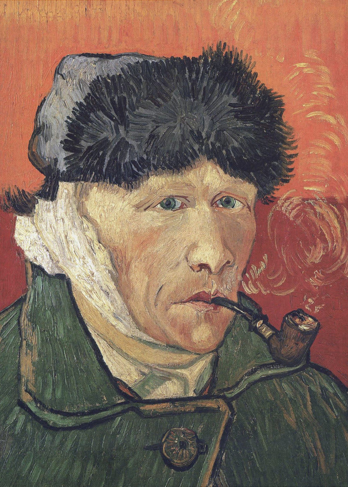 Plakat - Vincent Van Gogh&#39;s Self Portrait With Bandaged Ear and Pipe (1889)