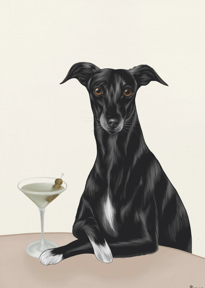 Plakat - Classy Greyhound with Martini