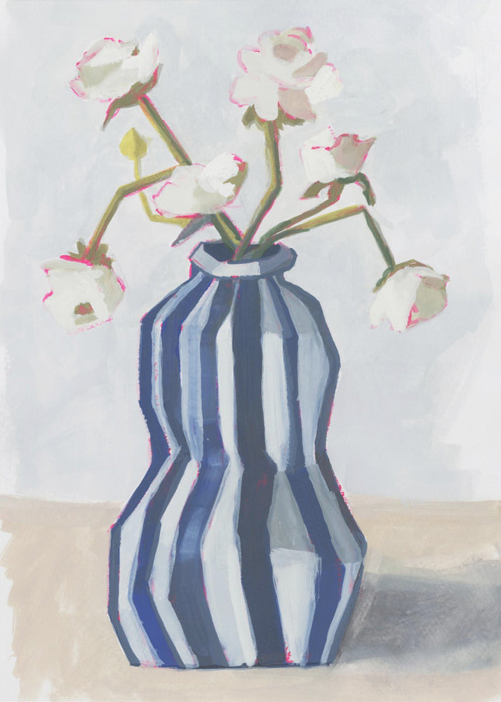 Plakat - Flowers in a striped vase II