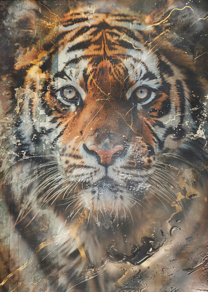 Plakat - Tiger Animal Vintage Art Illustration Wallart 04